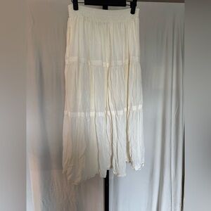 Esprit Cream Tiered Midi Skirt
